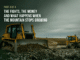 The Fights, the Money and What Happens When the Mountain Stops Growing Two yellow tracked machines working a bare, refuse-strewn landfill surface under a dark overcast sky: a bulldozer with a raised blade in the foreground and a compactor further back along the ridge. Overlaid title card reads: Eyes on EB, Part 4 of 4, The Fights, the Money and What Happens When the Mountain Stops Growing.