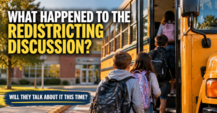 Children boarding a school bus for an Eyes on EB article about East Brunswick school district redistricting.