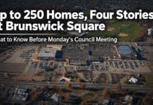 Up to 250 Homes, Four Stories at Brunswick Square: What to Know Before Monday’s Council Meeting up to 250 homes four stories and brunswick square
